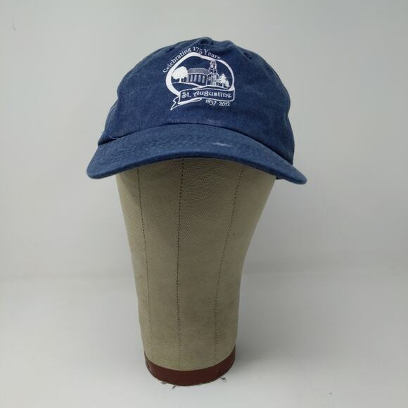 St. Augustine Slideback Hat Embroidered Logo Blue 175 Years Adjustable - Picture 2 of 11
